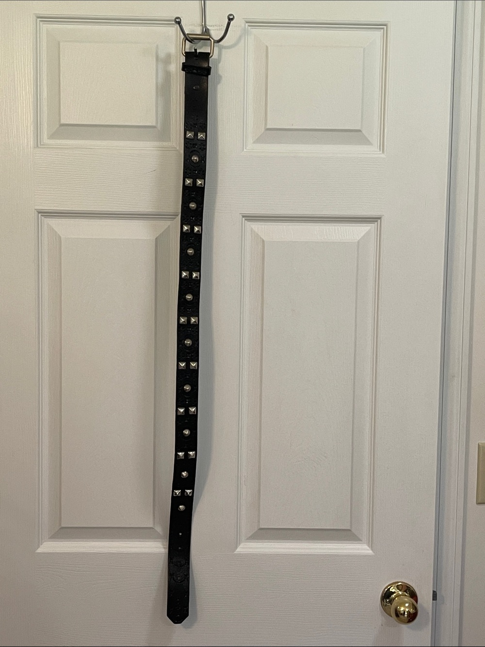 Men’s Black Studded Leather Accent Belt -